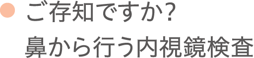 ご存知ですか？鼻から行う内視鏡検査